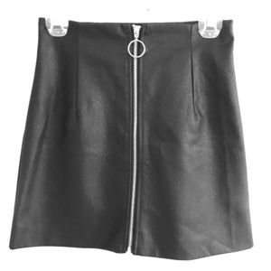 Pleather Zip-Up Mini Skirt